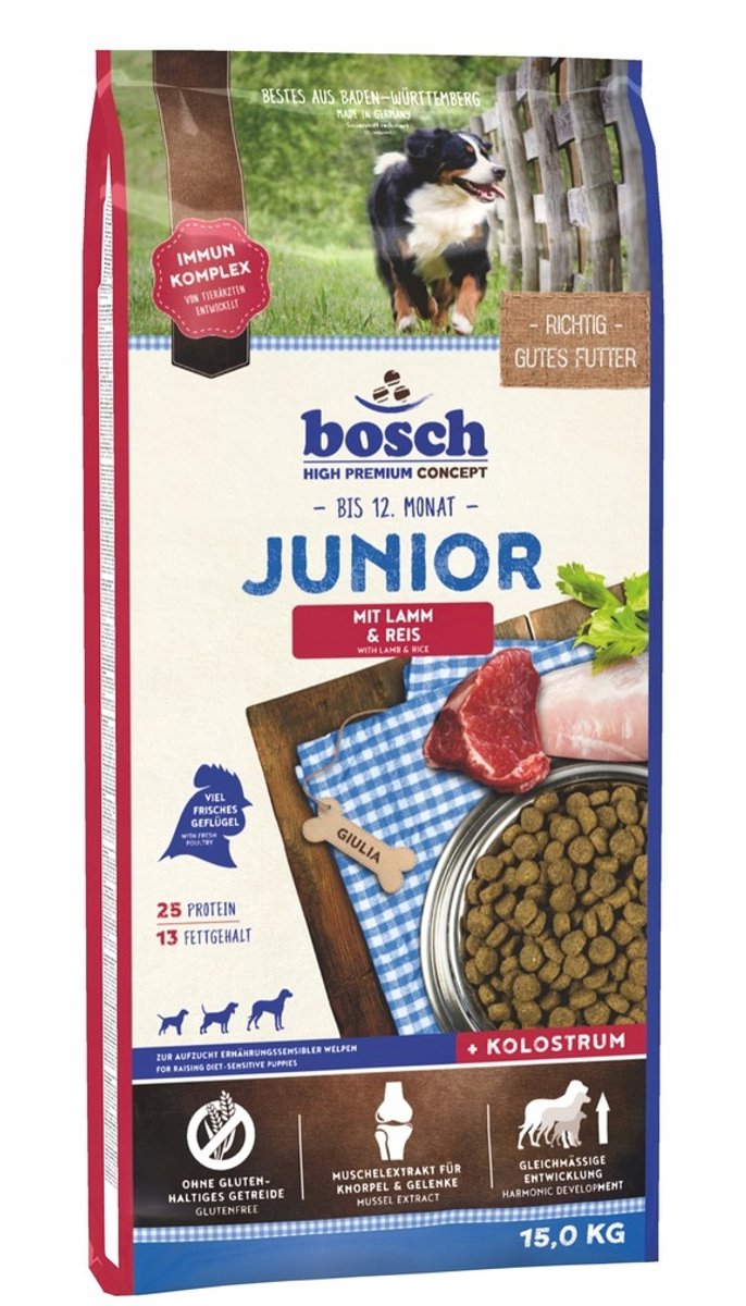 Bosch Bosch Junior - Hondenvoer - Lam & Rijst - Voor pups met een gevoelige maag - 15 kg