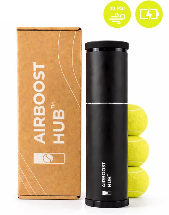AirBoost® Padel- en Tennisballen Drukhouder – Voor 3 Ballen – Automatische Drukregelaar 20 PSI – Ball Saver – Padel & Tennis Pressurizer – Aluminium Drukcontainer – Met Accu AirBoost® Padel- en Tennisballen Drukhouder – Voor 3 Ballen – Automatische Drukregelaar 20 PSI – Ball Saver – Padel & Tennis Pressurizer – Aluminium Drukcontainer – Met Accu