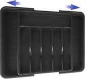HI NATURE™ Bestekbak Extensible avec 8 Compartiments - Organisateur de Tiroir à Couverts - Organisateur de Couverts de Cuisine - Porte-Couverts Cuisine - 57 x 38 cm - Plastique / Zwart