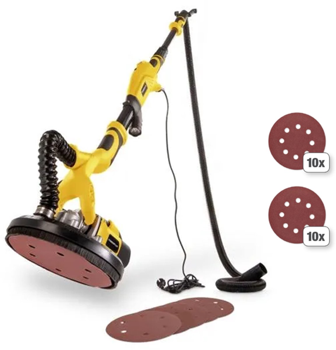 Powerplus Telescopische Wandschuurmachine 710W Ø225 mm – Inclusief 26 schuurvellen