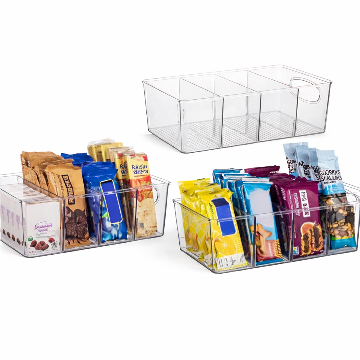 2 Stk + 2 Stk GRATIS ! (4 stk promotie pak) Multipurpose kast organizer - opbergbakken - met 3 verwijdbare verdelers - koelkast makeup badkamer en kast organizer - L=26cm x B=15cm x D:9cm