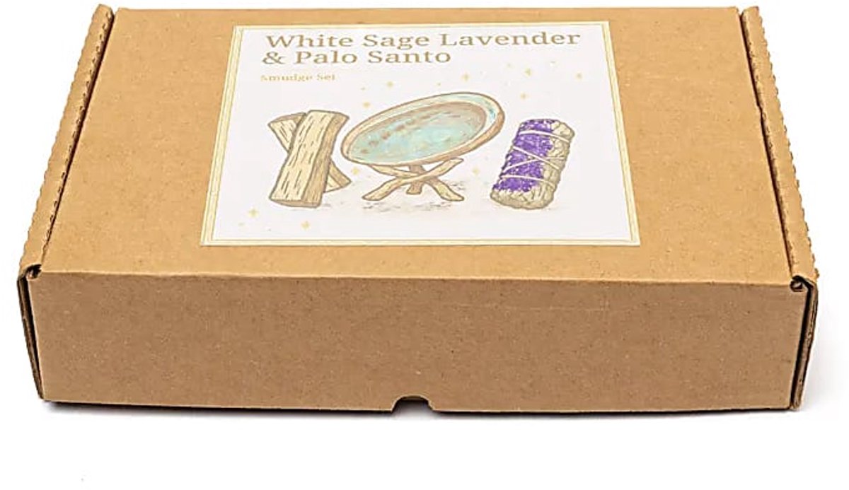 Smudge set - reinigings set - witte salie - lavendel - palo santo - abeloneschelp — cadeau in Cadeau-ideeën - foto 2
