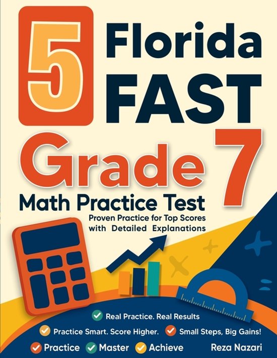 5 Florida FAST Grade 7 Math Practice Tests - cover