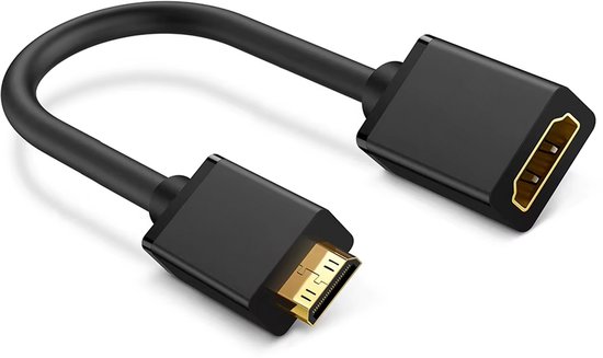 Qost - Mini HDMI naar HDMI adapter - Zwart - 4K UHD 2160p - FULL HD 1080p adapter - Compatibel met Raspberry Pi 5 , 4 / Monitor / Tablet / DSLR Cameras