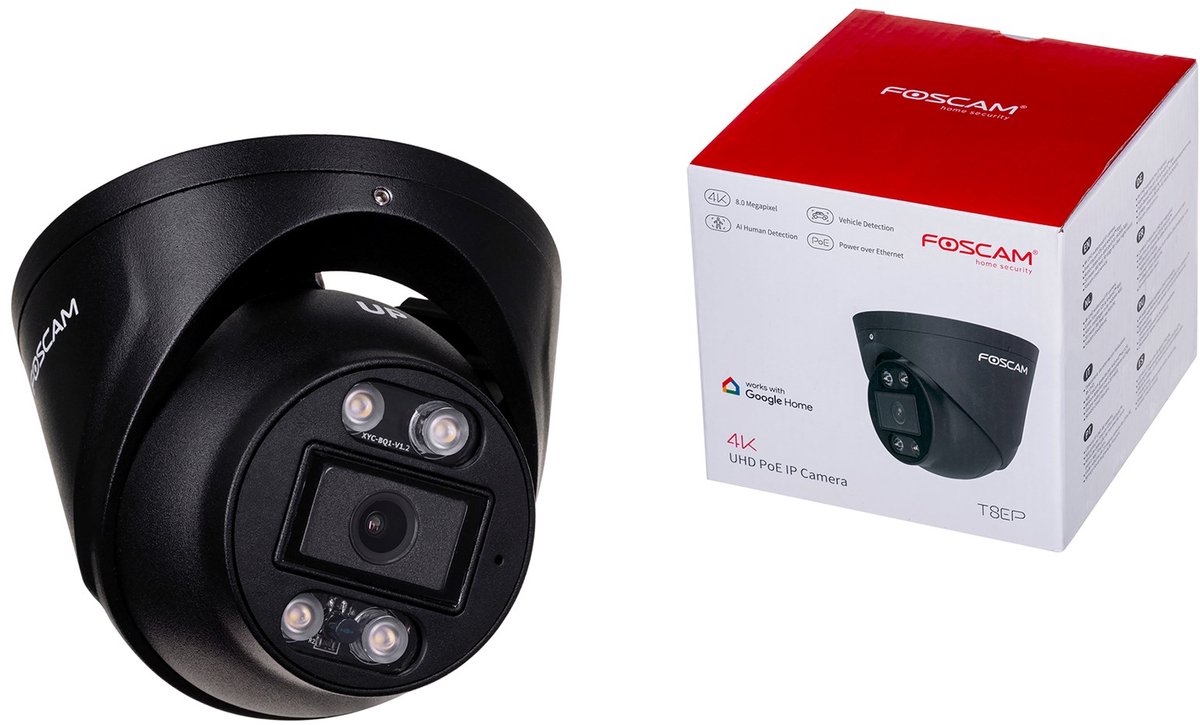 Foscam T8EP Beveiligingscamera - UHD - PoE IP camera - Geluid en lichtalarm - Zwart – foto 7