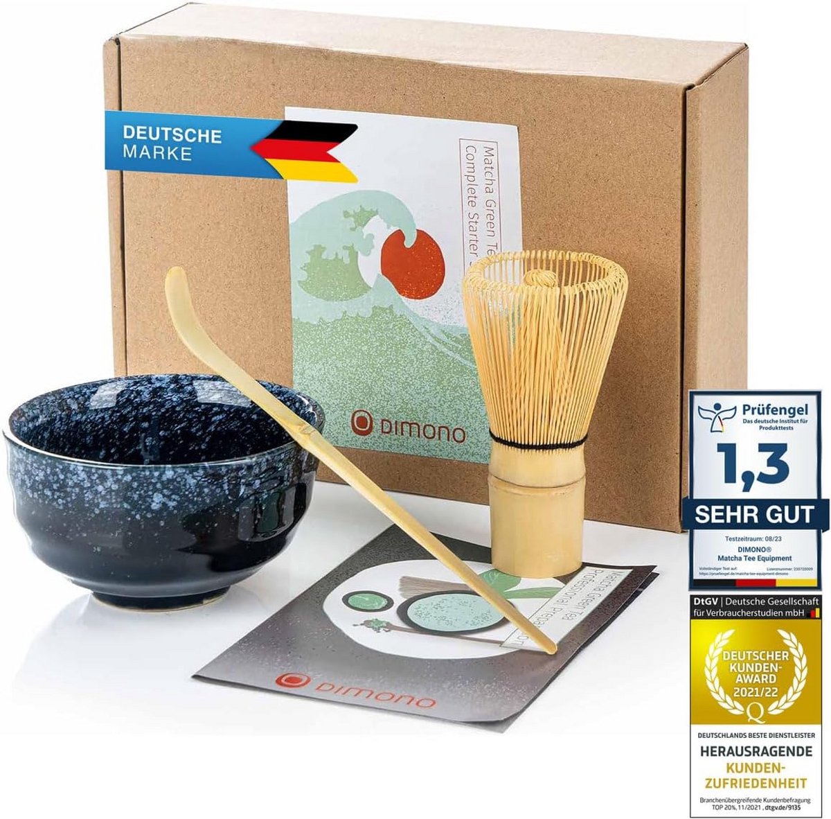 Matcha Thee Set met Kom, Bamboe Klopper en Lepel voor Thee Ceremonie