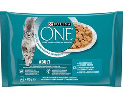 PURINA ONE Adult nat kattenvoer, malse stukjes in saus met vis (1 x 4 x 85g)