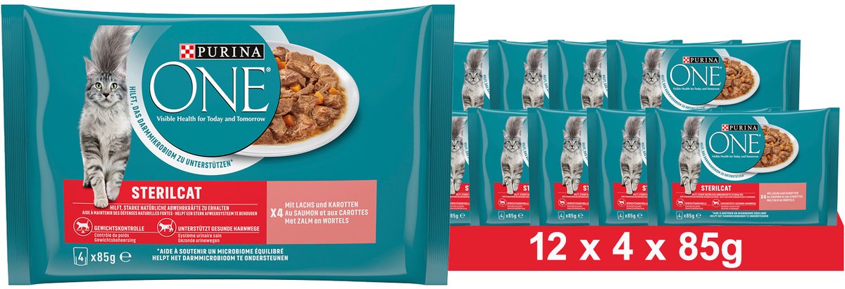 12x Purina One Pouch Sterilcat Adult Zalm 4 x 85 gr