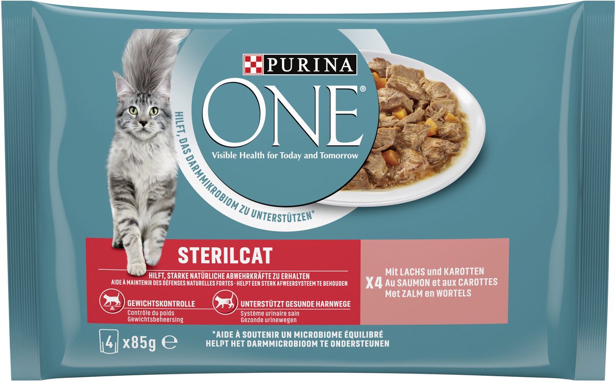 Purina Purina One Adult 4x85 g - - Zalm&Wortel