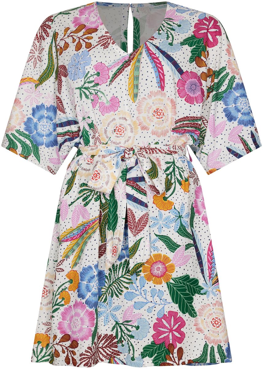 MyRebelle - Jurk - Tropic Blush - Viscose - Wit/Multi - Maat 46