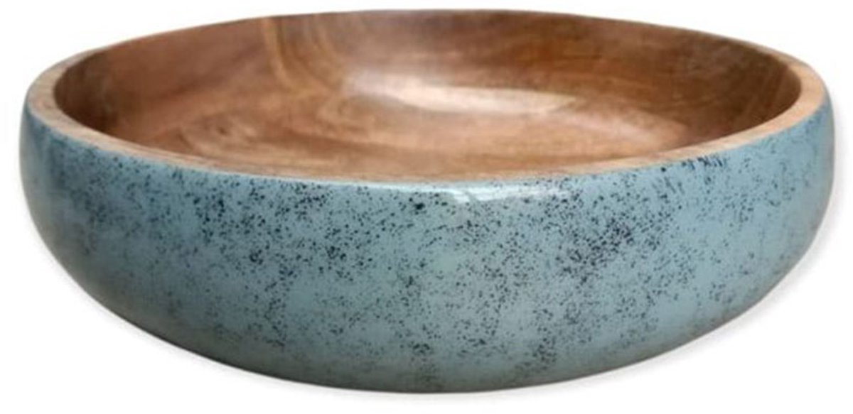 Houten schaal - Wit Marmer look -  Diameter 29 cm X Hoogte 8.5 cm