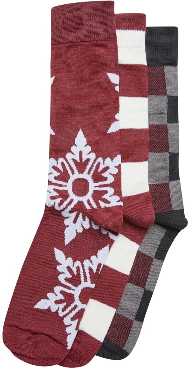 Urban Classics Christmas Snowflakes 3Pack Sokken 35/38 Rood