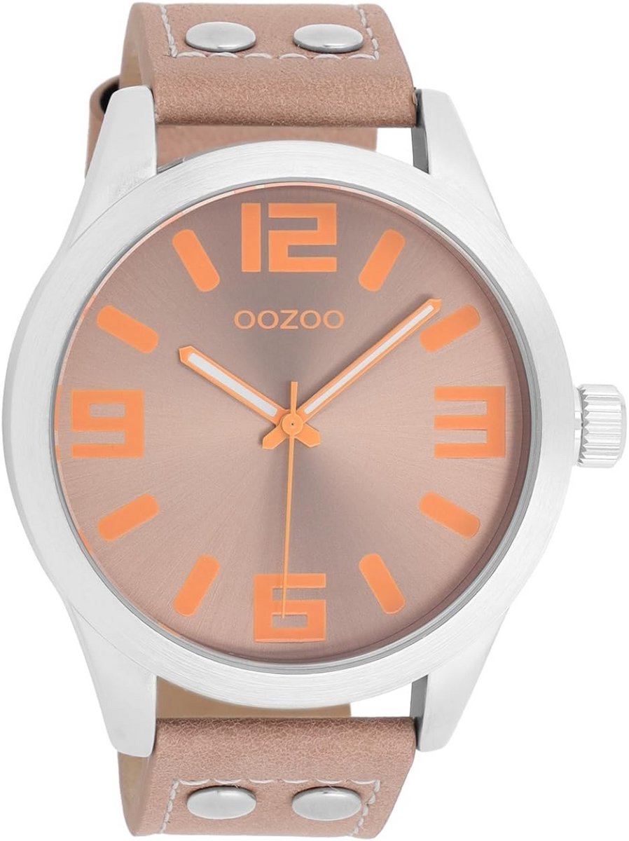 XL Horloge Heren 47mm met Leren Band - Groot Formaat Analoog Horloge