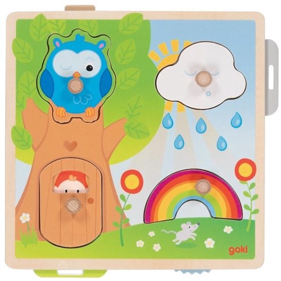 GOKI Puzzel - Uil In Boom - 4 delen - 21,8x22,5x2,8cm - Hout - 1+