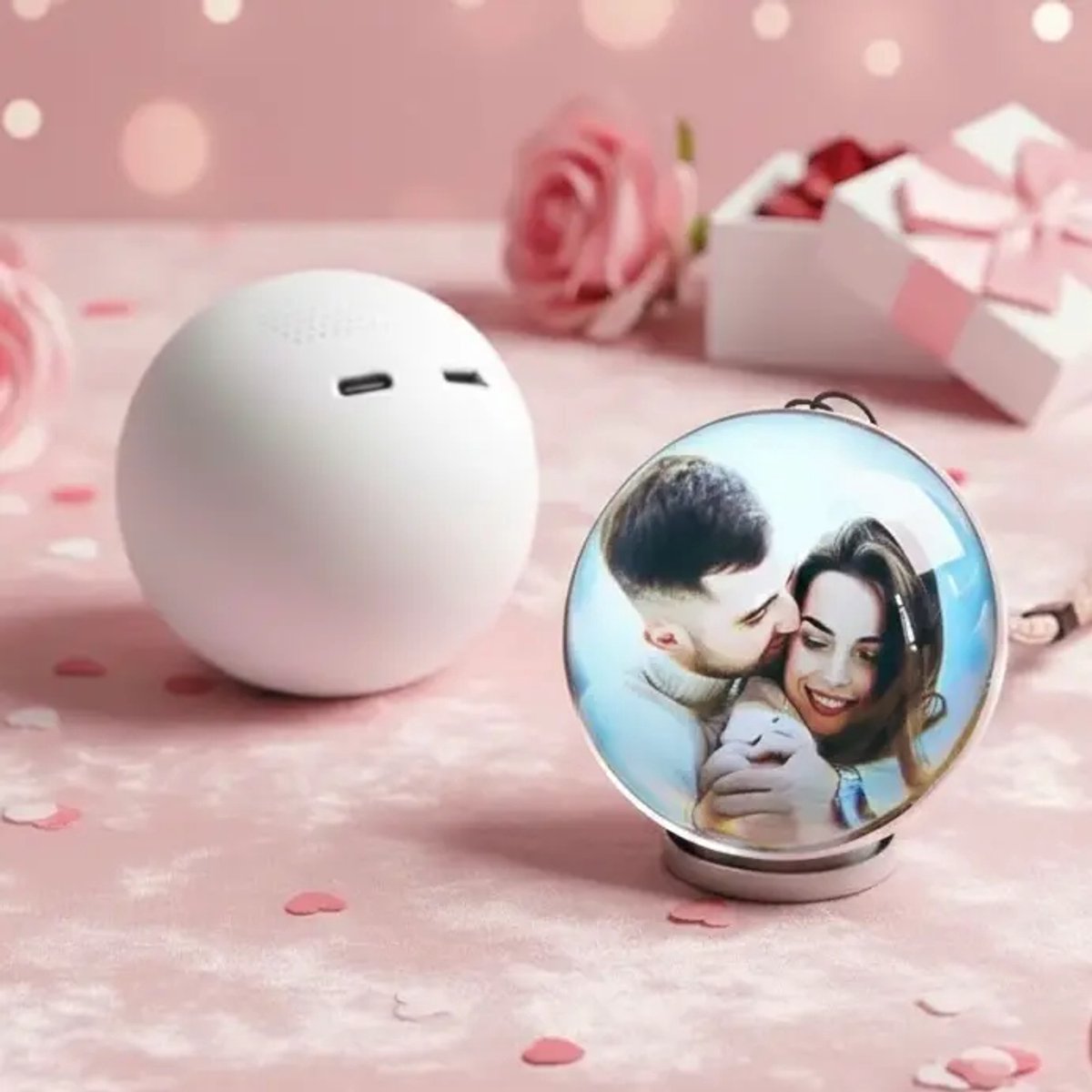 Glass Video Globe – Oplaadbare Videobol met Scherm – Wit - 4GB – Cadeau met Foto & Video – Voor Valentijn, Verjaardag of Kerst