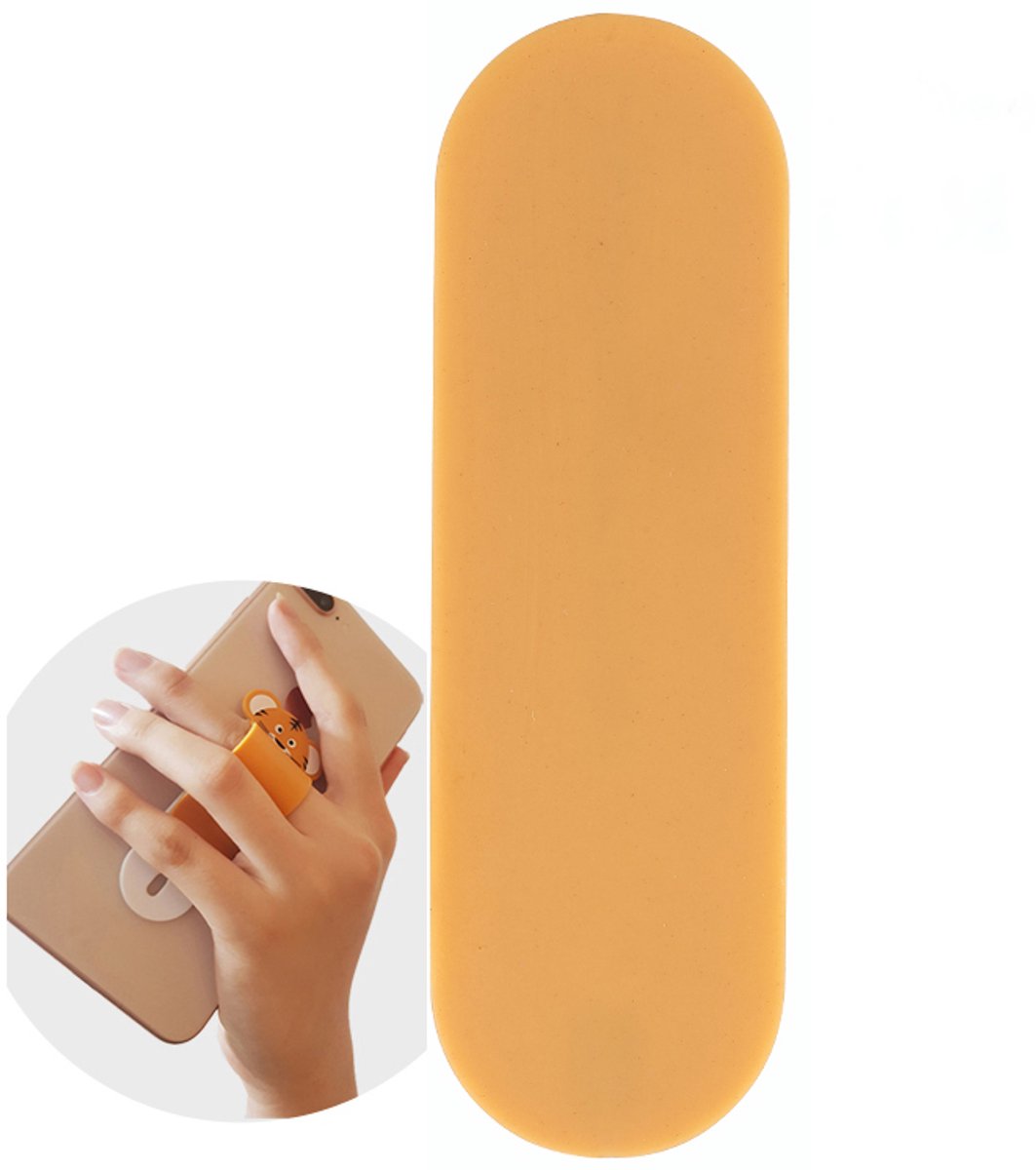 FingerGrip® - verstelbare flexibele GSM vingerhouder / Telefoonring grip / vingerhouder / telefoonring standaard / selfiehouder / telefoonhouder / ringhouder / telefoonstandaard – Glad Geel
