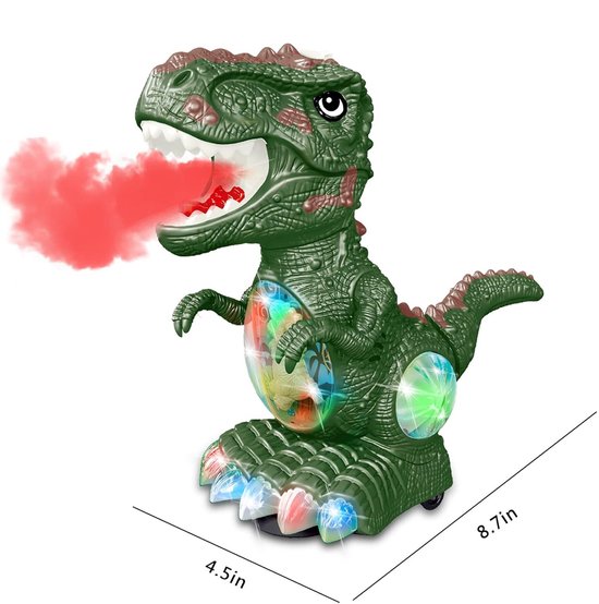 Dinosaurusspeelgoed voor 3-jarige jongens, speelgoed met muziek en lichtjes voor peuters van 3-4 jaar, baby-dinosaurus met één wiel, elektrisch dinosaurusspeelgoed voor kinderen van 3-5 jaar, ideaal als cadeau (groen) van Merkloos — afbeelding 5