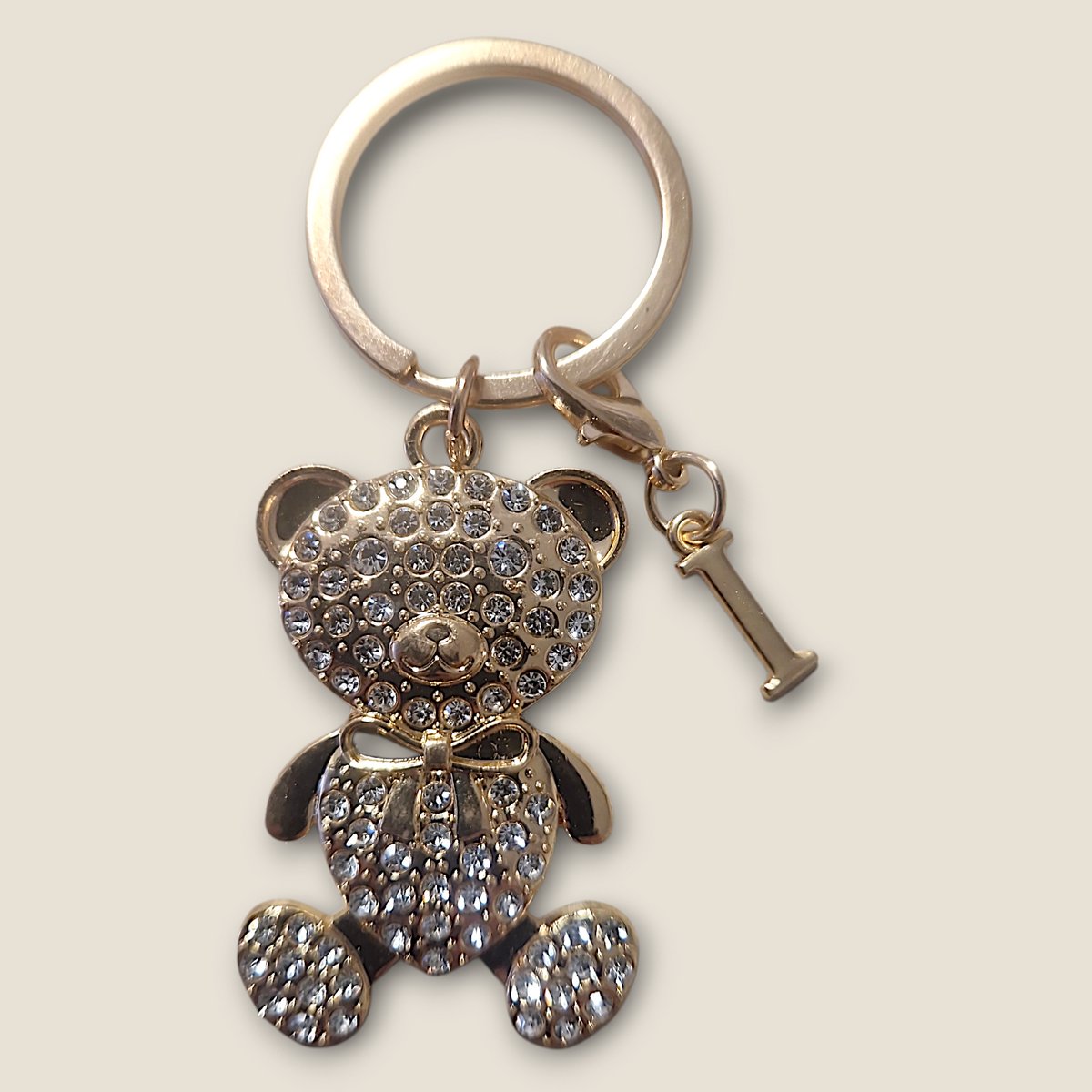 Sleutelhanger Beertje met Letter I - Gepersonaliseerd - Persoonlijk cadeau - Verjaardagscadeau - Kraamcadeau - Persoonlijk geschenk - Tashanger - Sleutelhanger