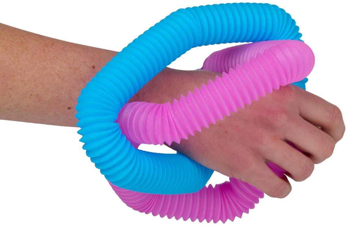 eddy toys Pop Tubes - 35148 - Popbuizen 4 Stuks - Uitschuifbaar en Buigbaar - Pop-Röhren Flexibel Speelgoed - Tubes Pop Multicolor - Roze, Groen, Blauw en Oranje
