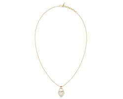 GUESS halsketting Love Bites 17-21" Pearly Heart Lock Necklace Yellow Gold goudkleurig