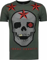 Rough Player Skull - Rhinestone T-shirt - Groen