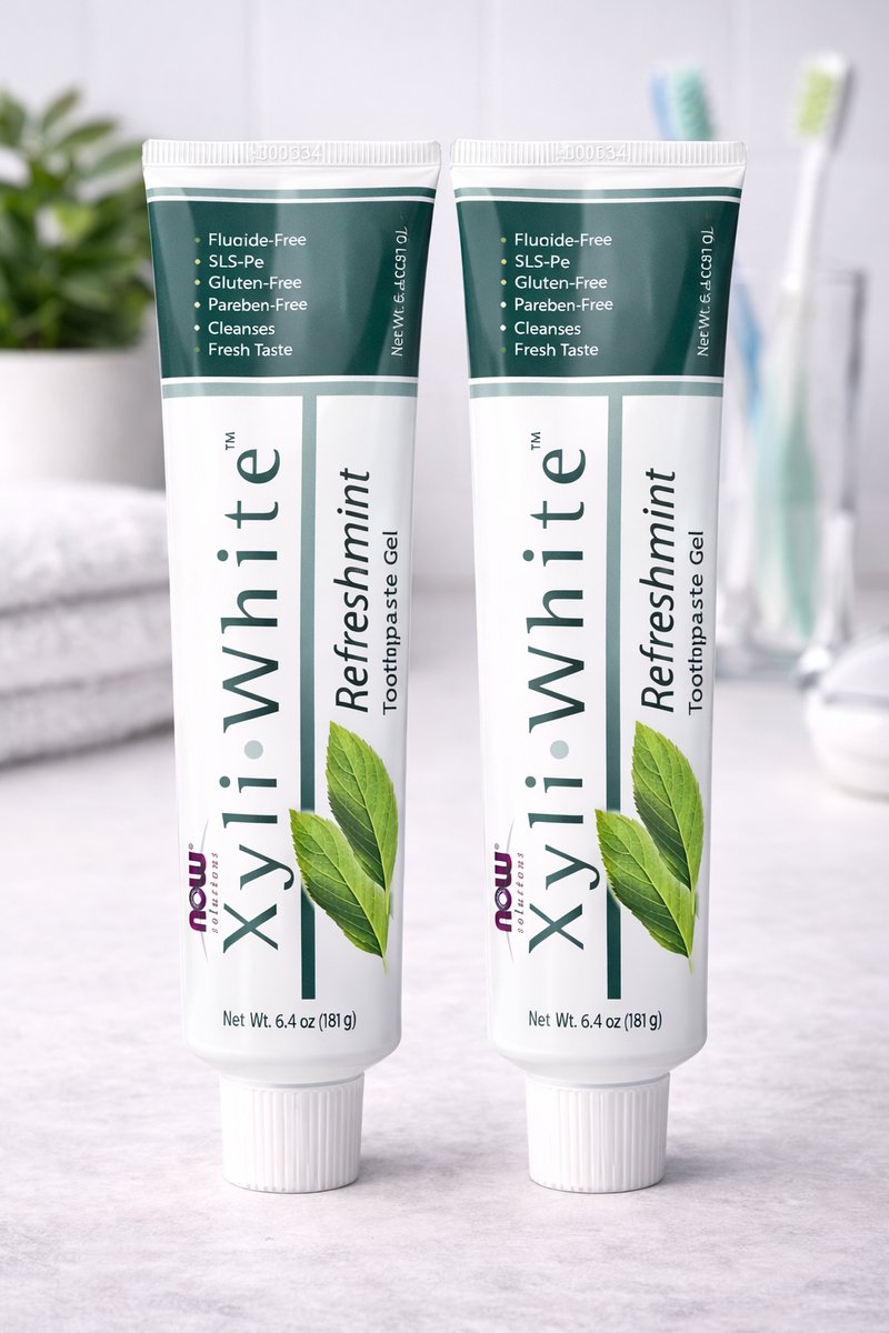 2 X Natuurlijke Tandpasta (2x 181 gram) - Now Foods Refreshmint - 362g Two Toothpastes