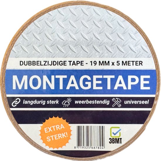 Montagetape Dubbelzijdig Tape Extra Sterk - Nano Gekko 19mm x 5m - 3BMT®