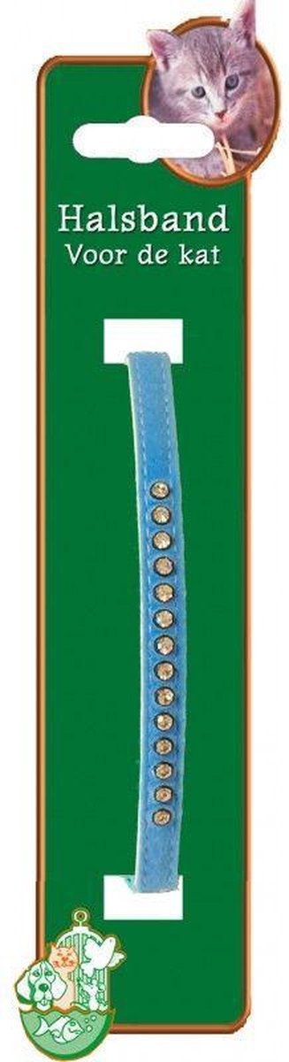 Kattenhalsband Fluweel + Steen Blauw