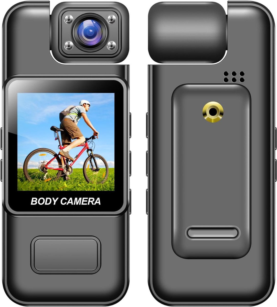 Aurixi® Bodycam -Body cam - Body camera - Voor Helm Of Borst, Fietsen, Motorrijden, Skiën,- Zwart - 13cm x 8cm x 5cm