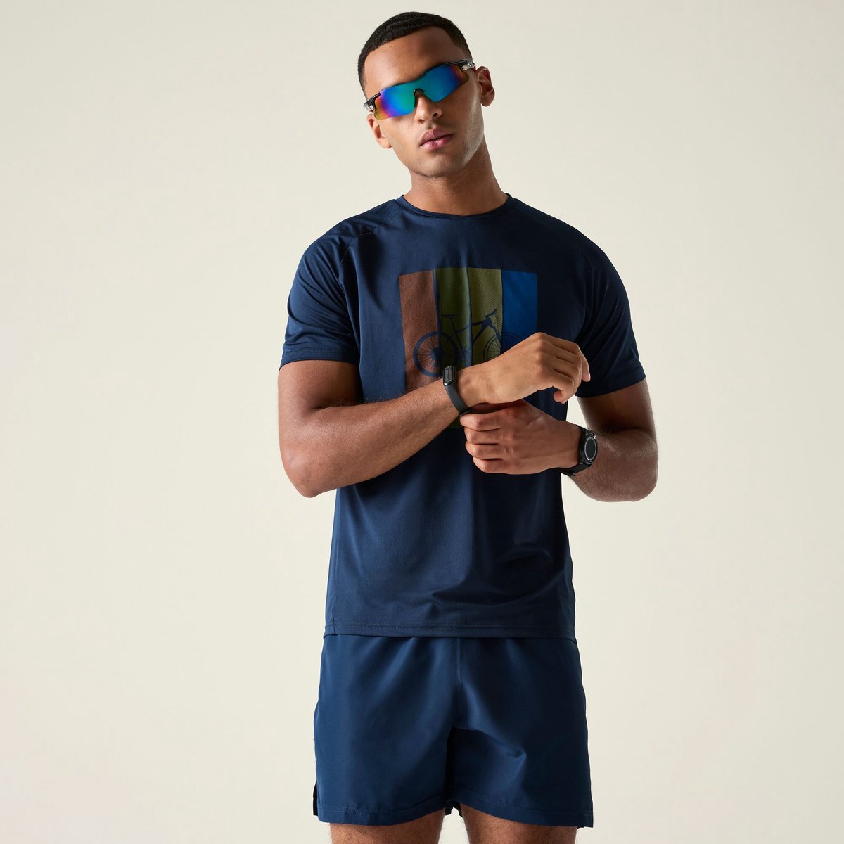 Dare2B Heren Tech II T-shirt met korte mouwen en grafische print Blauw