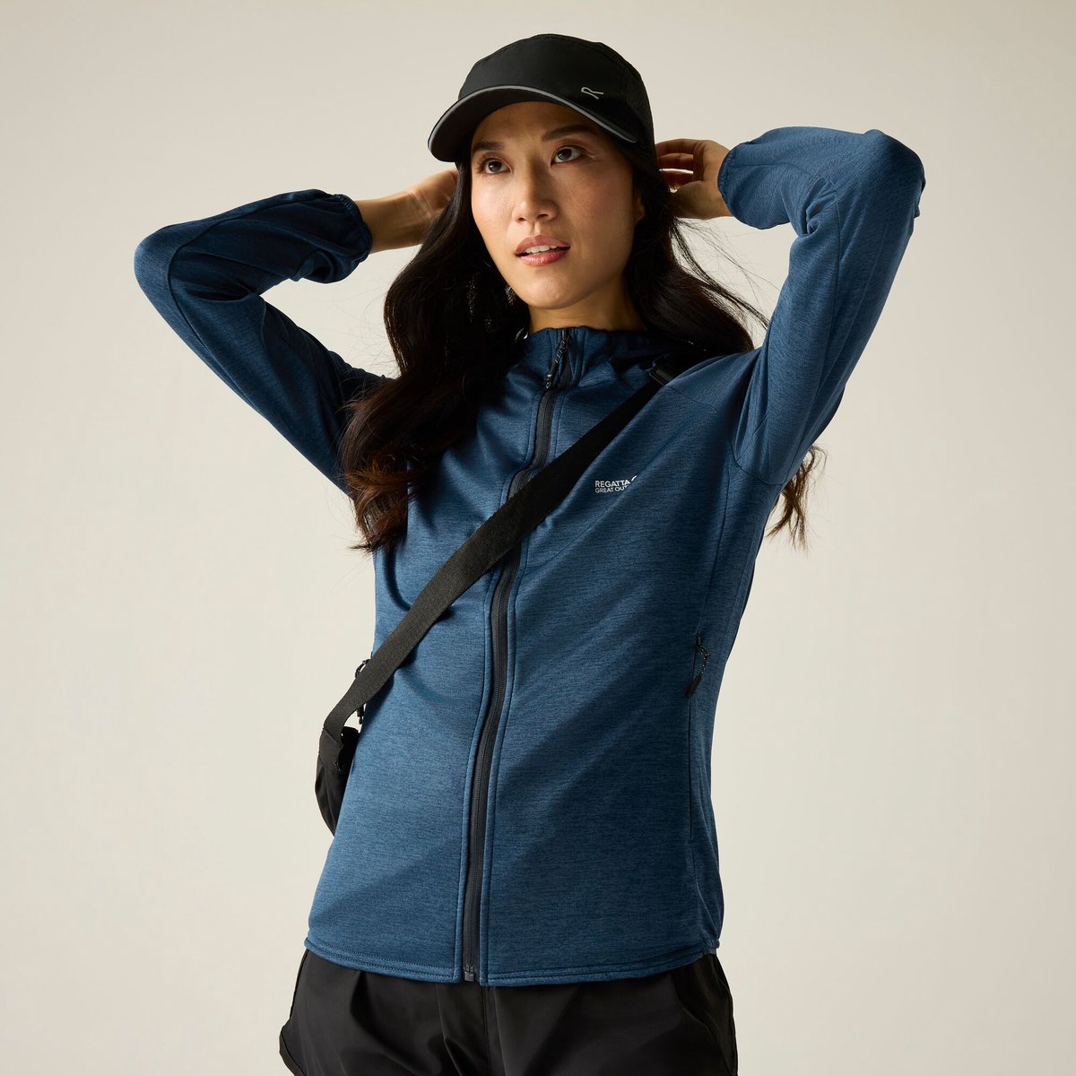 Dames Ferna Marl Full Zip Hooded Stretch Midlayer