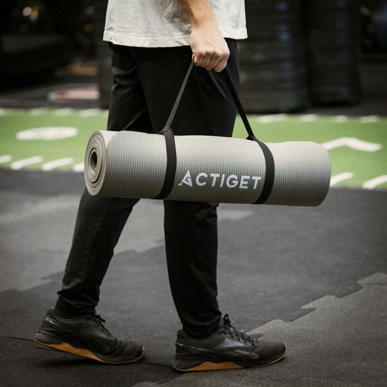 Actiget® Yogamat - Extra Dik - Inclusief Draagriem - 183 x 61 x 1 CM - Grijs van Actiget — afbeelding 4