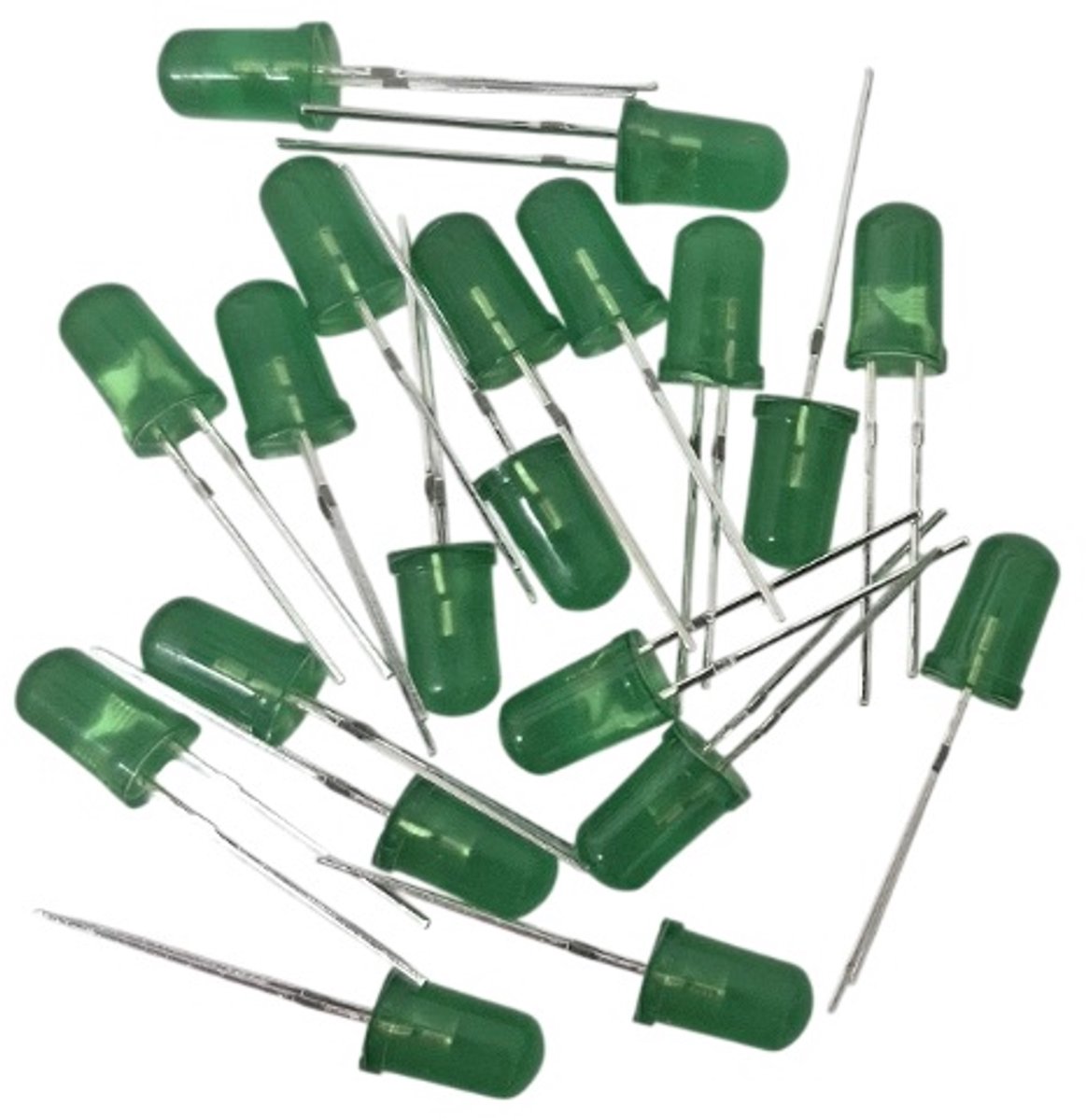20 stuks 5mm groene LED diodes 3v 20mA- ronde verlichting voor elektronica - doe-het-zelf LED lampjes - knutsellampjes - 20 groene LED diodes
