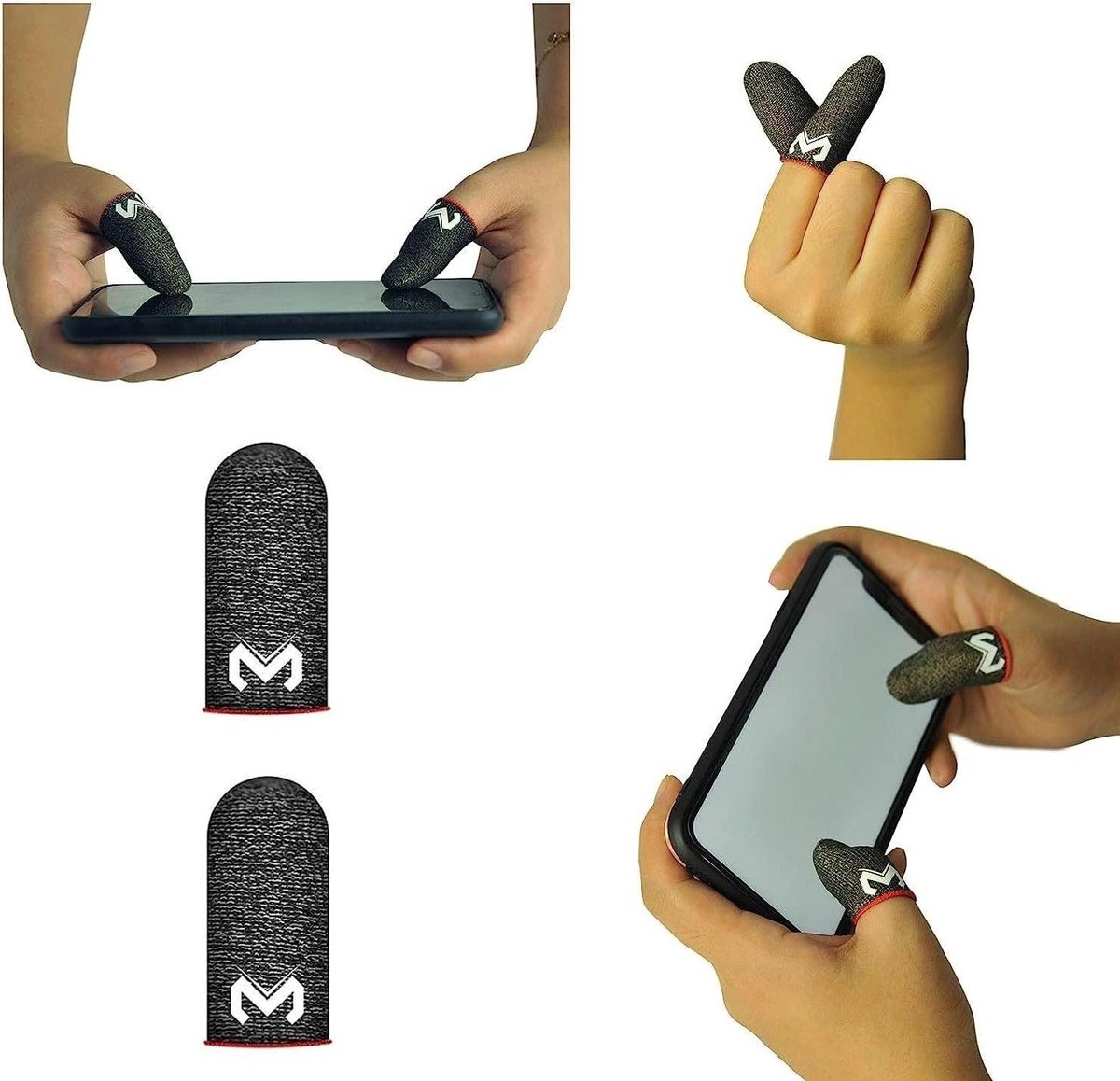 Vingerhoezen voor mobiel gamen - Set van 2, antislip, perfecte touch respons, zweetbestendig - Geschikt voor duim en vingers, universele pasvorm.