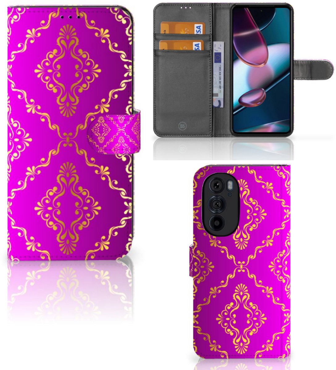 Wallet Case Motorola Edge 30 Pro Barok Roze