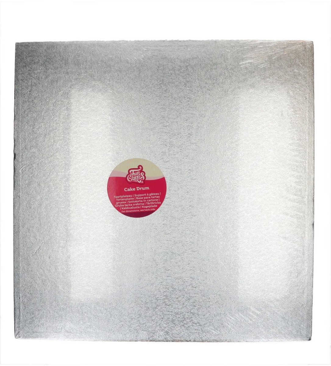 FunCakes Cake Drum Vierkant - Zilver - 50,5 cm / 12 mm - Taartonderlegger - Taartkarton
