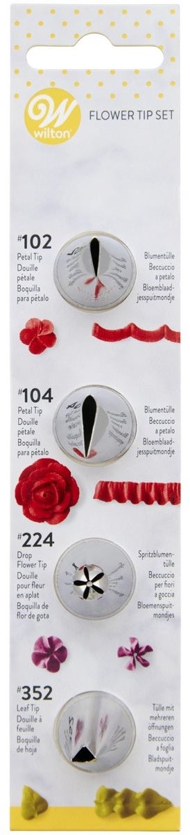 Wilton Spuitmondjes Set Flower - Garneerspuit - #102, #104, #224, #352