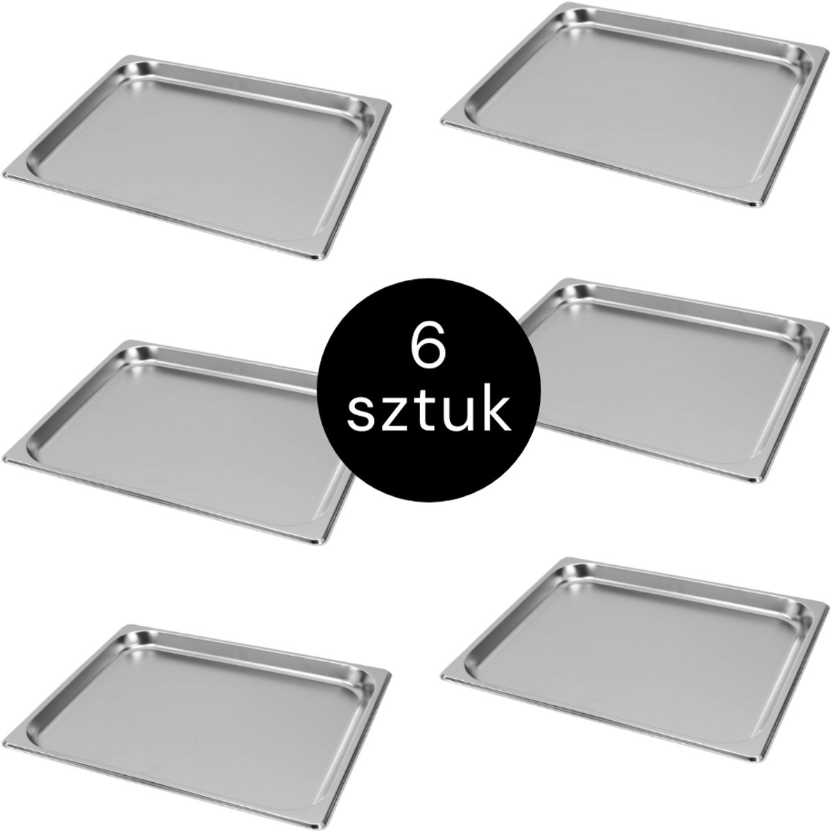 MEGA-M Gastronorm - GN 2/3 Set van 6 stuks - 353x325x20 mm - Roestvrij Staal