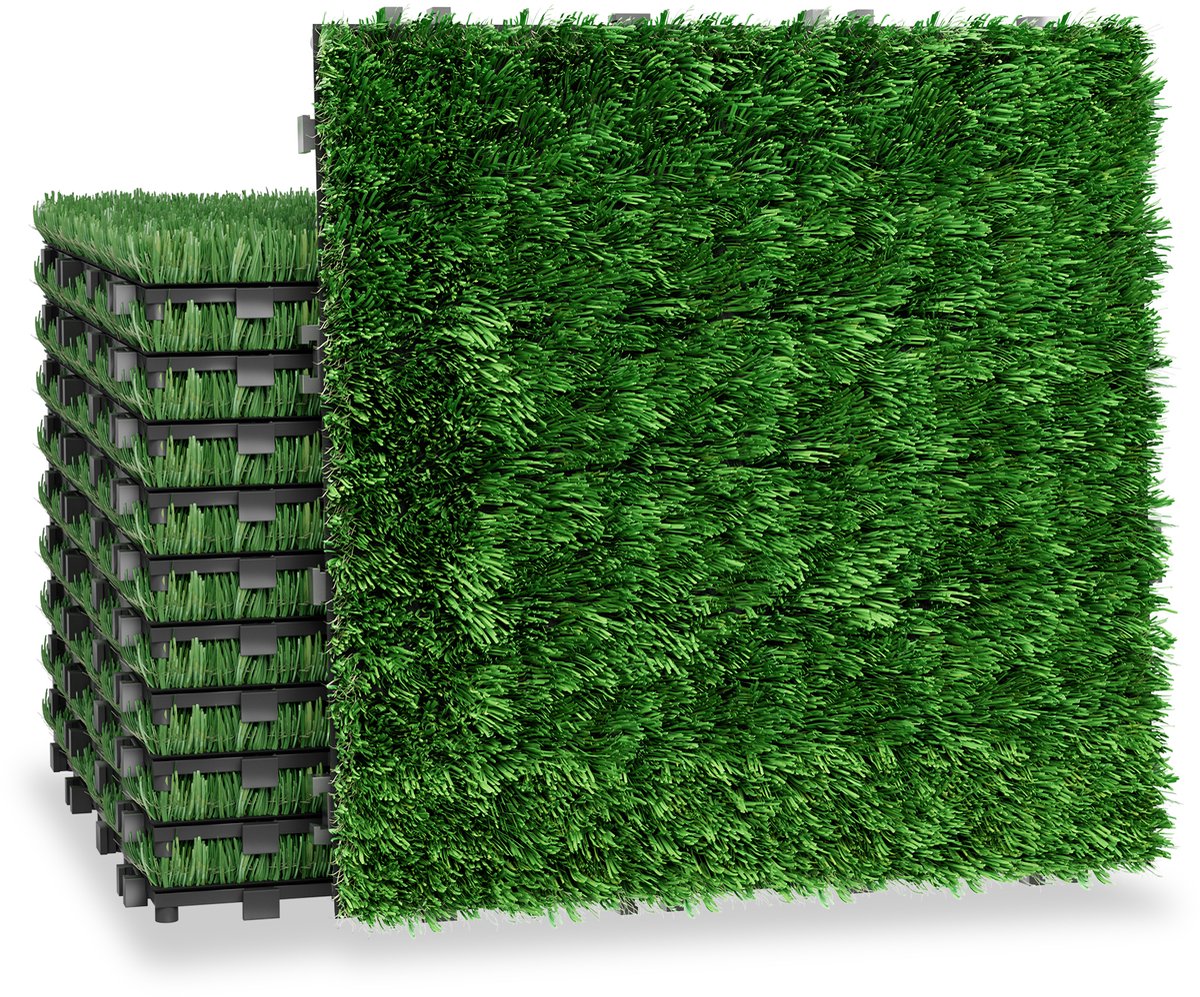 Aufun 11 Stuks Kunstgras Kliktegels 30x30cm - Realistische Grasvloer Voor Tuin, Poppenhuis Gras Voor Knutselen