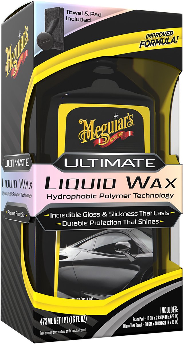 Meguiar’s Ultimate Liquid Wax 473ml Set – 3-Delige Autowax Set – Spiegelglans & Reflectie – Inclusief Applicator & Microvezeldoek