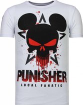 Punisher Mickey - Rhinestone T-shirt - Wit