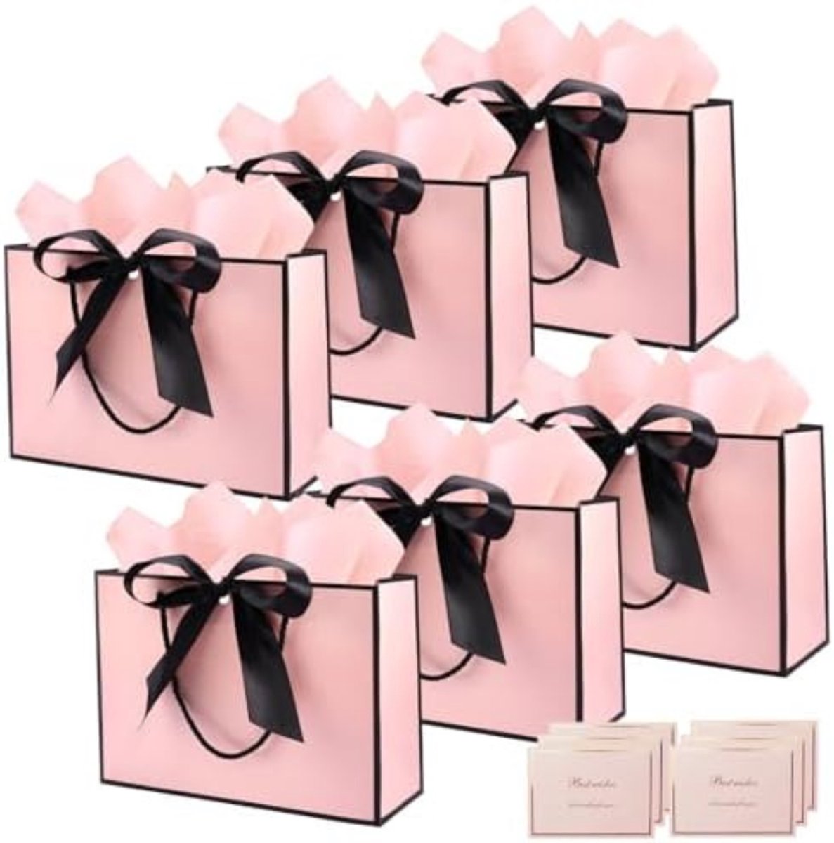 Imperatoris - Geschenktas - Roze - Cadeauverpakking - Cadeaupapier - Cadeautasjes - Papieren Tassen - Gift Bag - Met Handvat - Kraft Tas - 28 x 10 x 20 cm - 6 Stuks