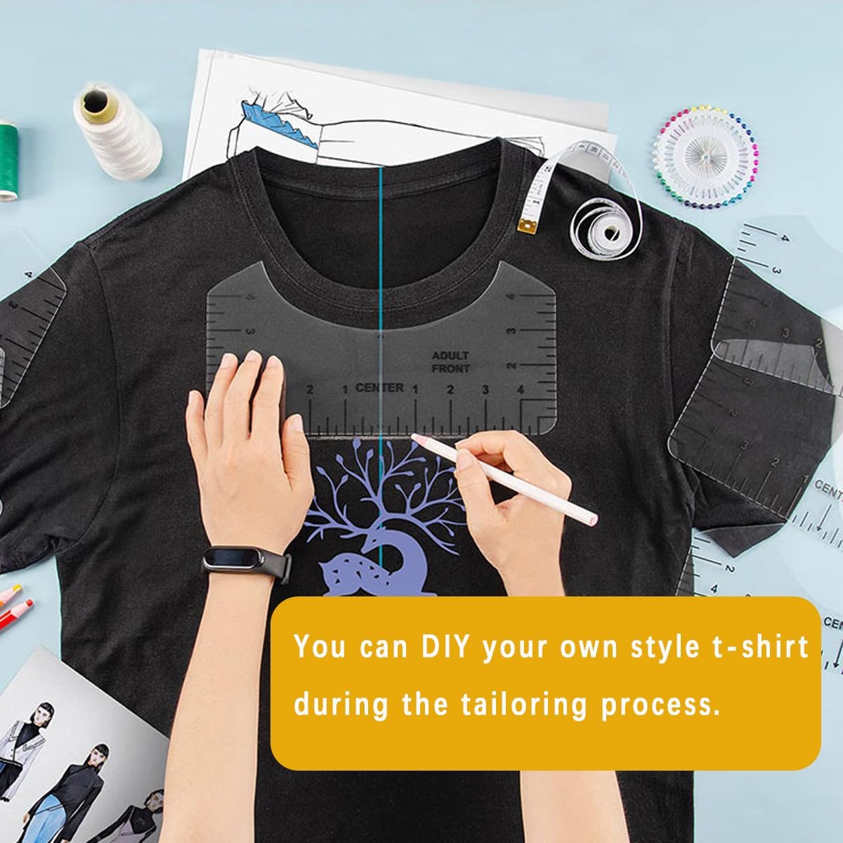 Candala - 16 stuks T-shirt Ruler kunststof T-shirt uitlijning liniaal DIY T-shirt uitlijning liniaal Plotting Stencil Ruler T-shirt uitlijning Tools voor warmte pers sublimatie afdrukken Craft