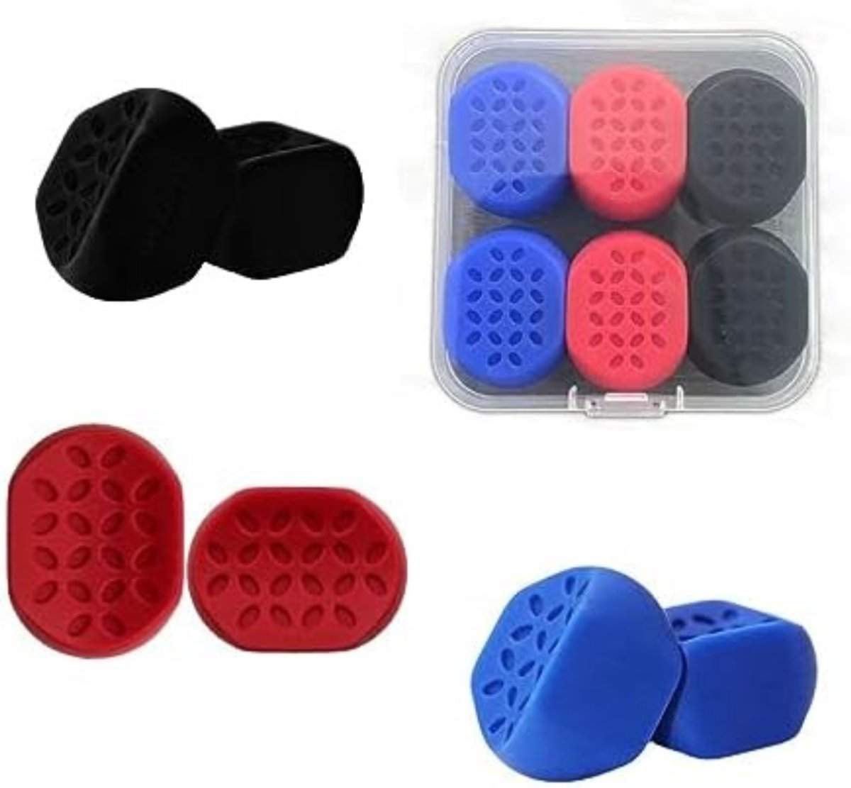 Imperatoris - Kaaklijn Trainer - Jawline Exerciser - Kaakspier Trainer voor Gezichtsoefeningen - Fitness Apparaat - 6 Stuks - Rood , zwart , blauw