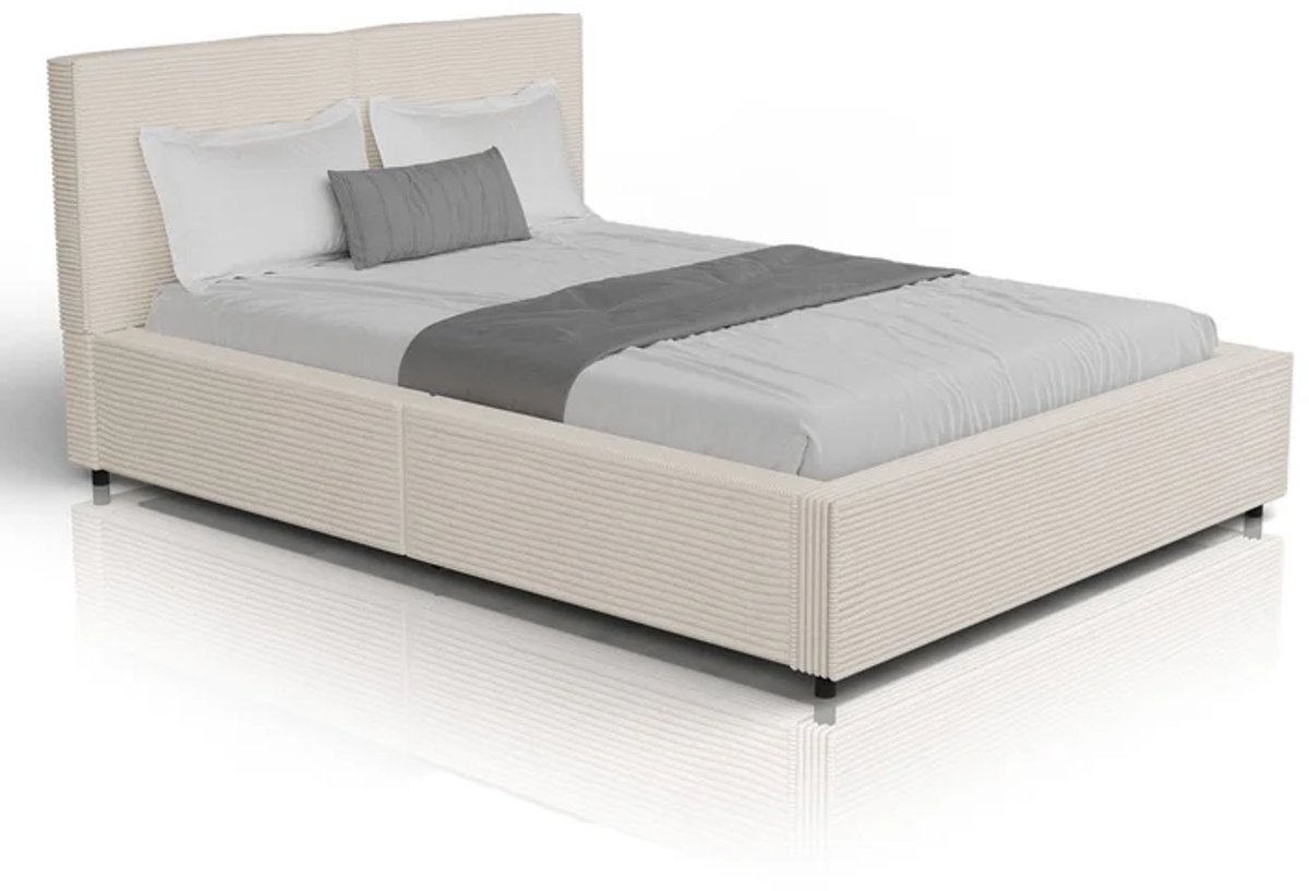 Gestoffeerd Bed Salerno - Corduroy - 140x200cm - Beige