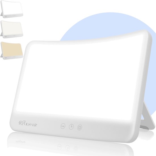 KHYR® - NIEUW - SADS19 - Natuurlijk Daglichtlamp - 10.000 Lux - Extra Breed Lichtoppervlak & Frameloos Ontwerp - Daglichtlamp Hobby - UV-vrij Lichttherapie Lamp met Timer, 5 Helderheidsniveaus & 3000 - 6500K