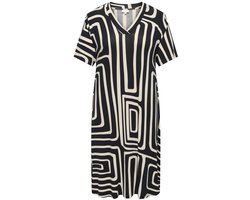 ONLY CARMAKOMA - CARFYRLA S/S V-NECK BLK AOP DRESS NOOS Dames Jurk