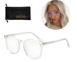LUCCIO Blauw Licht Bril - Blue Light Glasses - Blauw Licht Bril Zonder Sterkte - Beschermend - Blue Light Blocking Glasses - Rond montuur - Transparant