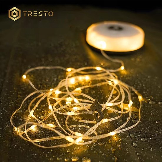 TRESTO- Intrekbare Camping String Lights 10M Oplaadbaar - Outdoor Waterdicht en Draagbaar met Opbergbare LED Verlichting - Warm Licht — afbeelding 3