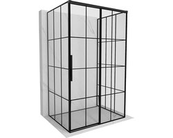 Mexen Rox-3S 3-wandige schuifbare rechterdouchecabine 100 x 90 , zwart raster, zwart - 8C2-100-090-70-77-3S-P